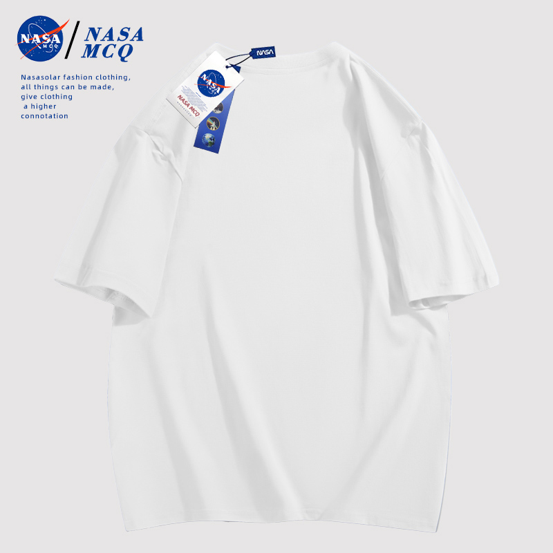NASA MCQ联名2024夏季时尚百搭男士纯棉T恤户外情侣同款短袖FY