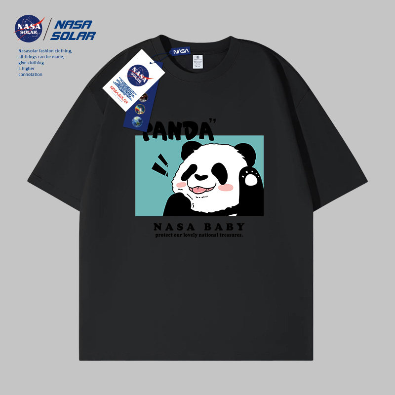NASA联名休闲基础款字母印花上衣重磅宽松大码夏季情侣短袖M3