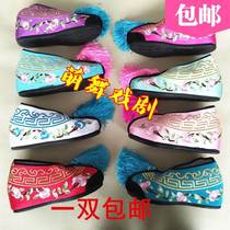 Play Shoes Flowers Denier Shoes Color Shoes Inside Heightening Embroidered Shoes Women Drama Items Color Shoes Old Lady Shoes Opera Color Shoes Bag