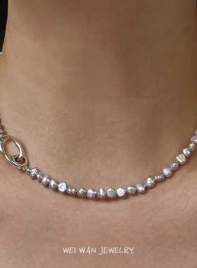 碎银子天然淡水珍珠项链