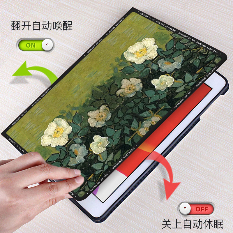 ipadair2保护套旋转竖屏9.7英寸2014保护壳ipad五5六6代ipad10全包Air10.9防摔11Pro12.9梵高10.2油画mini7.9-图2