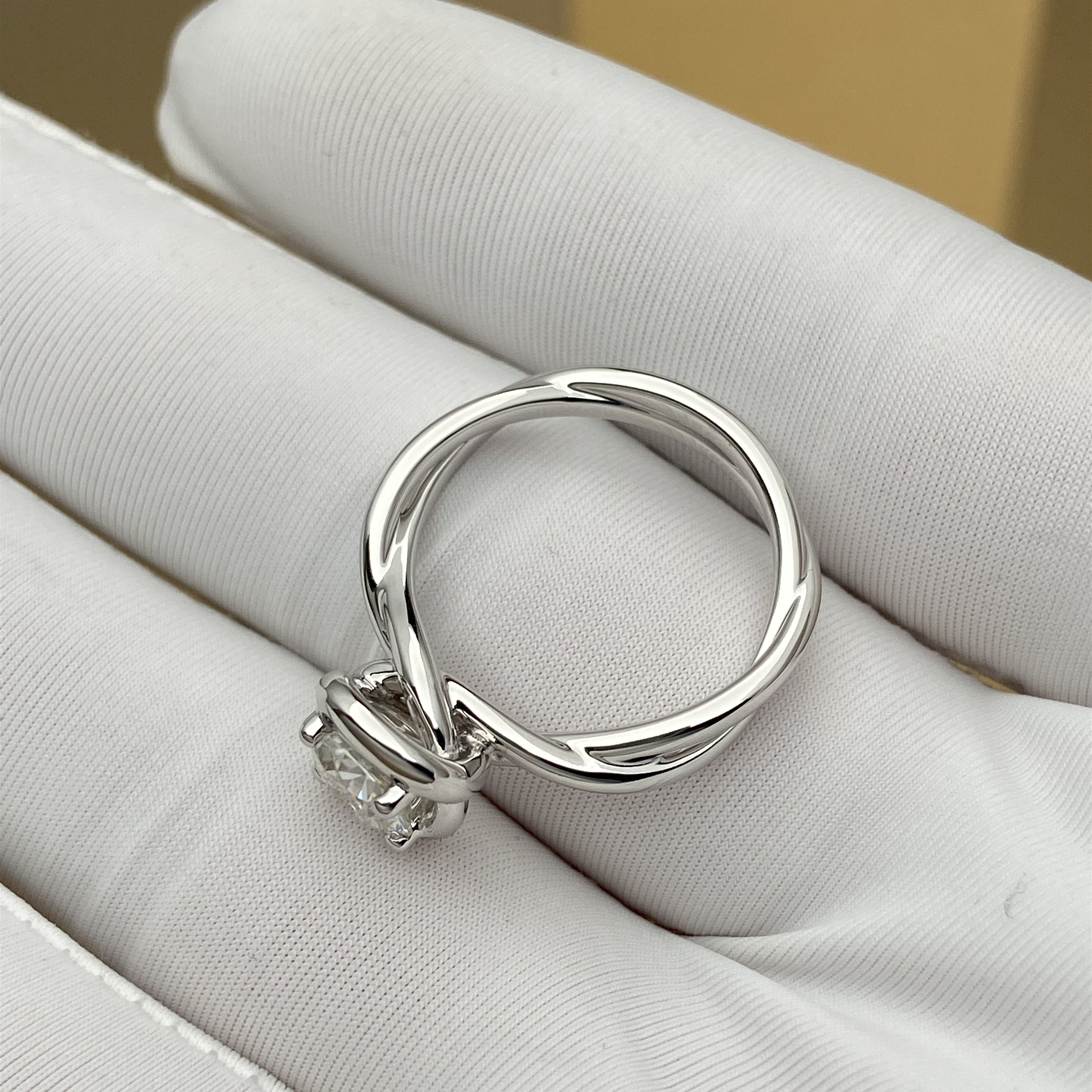 金功良匠连理枝1克拉莫桑石银戒小众原创设计感送女友送闺蜜礼物 - 图1