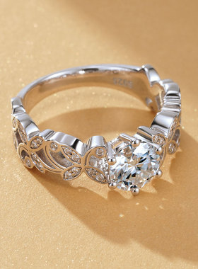 金功良匠鸢尾花原创设计款女戒银