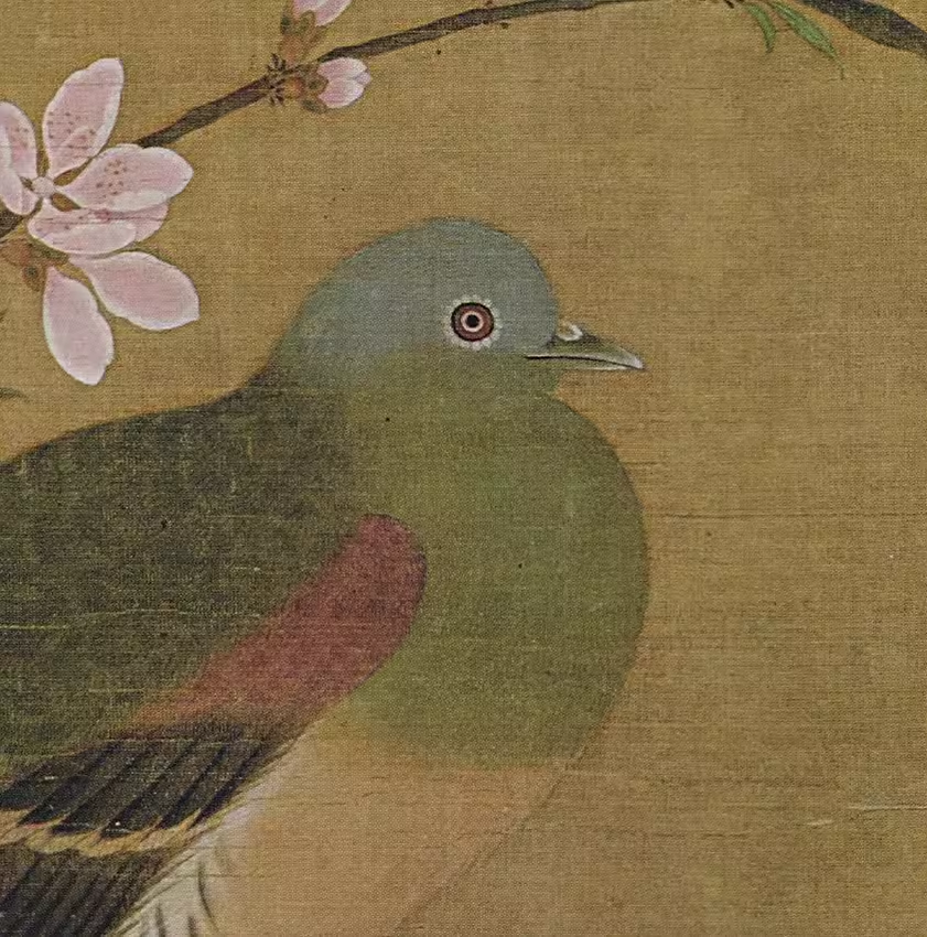 1:1宋代花鸟徽宗赵佶桃鸠图国画高清复制工笔花鸟小品画稿挂画-图0