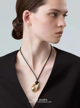 欧美文艺金色T字环皮绳腰链腰带女气质打结无孔皮带轻奢小众项链