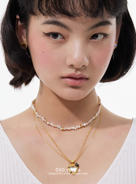 周雨彤同款银石子淡水珍珠项链