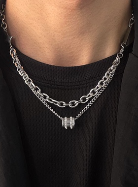 双层芒星小蛮腰锁骨链男生冷淡风女款项链嘻哈小众设计高级感饰品