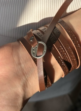 小众复古西部风项链男多层朋克choker颈带废土风手链皮革辣妹腰链