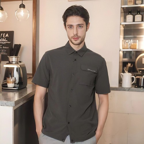 岩云ROCKCLOUD户外运动城市通勤男商务休闲男士短袖衬衫吸湿速干 - 图0