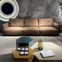 Sofa Small family Type of head Cow Leather Living Room Modern Minima Cream Wind Large Straight Rows Bread Real Leather Sofas