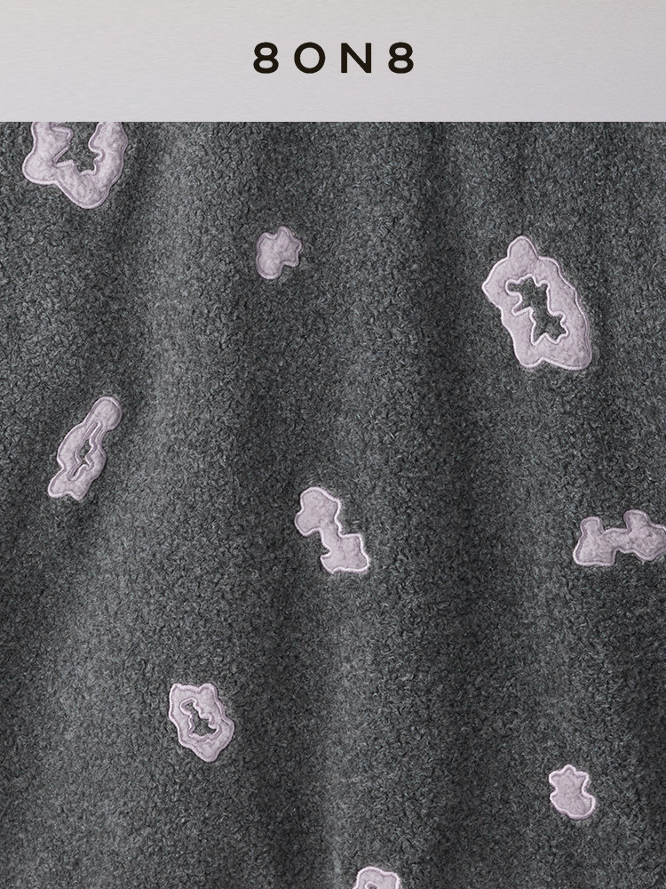 8ON8秋冬暮光紫浓雾灰羊毛摇粒绒外套夹克时尚百搭上衣时尚高级感 - 图3