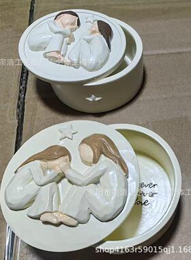 跨境新品天使手绘收纳盒情人节家居摆饰树脂工艺品居家装饰品礼品