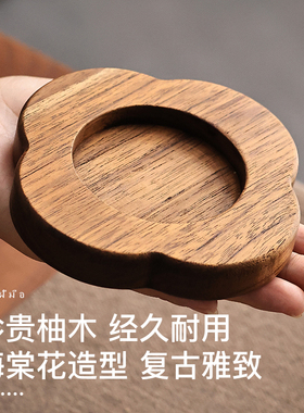 日式实木防风玻璃烛台