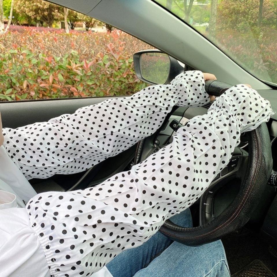 人造棉套袖护手加长纯白绵绸防晒袖套女宽松大码纯棉夏季骑行长款 - 图2