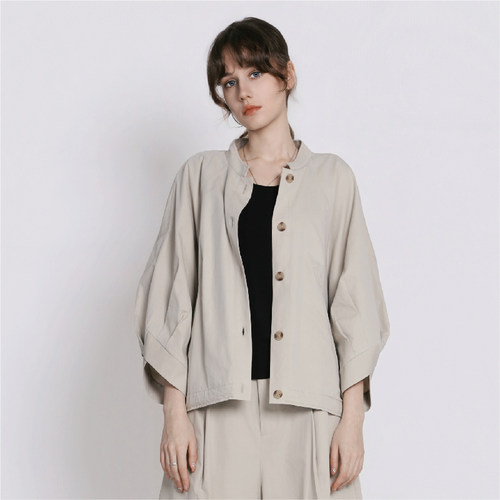 Jane express/简表达七分袖立领新款外套百搭修身上衣女XWT61001 - 图1