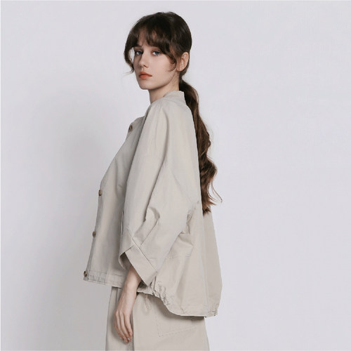 Jane express/简表达七分袖立领新款外套百搭修身上衣女XWT61001 - 图2