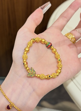 金包银蝴蝶手串古法花丝珐琅手链新中式宫廷风首饰定制礼物送朋友