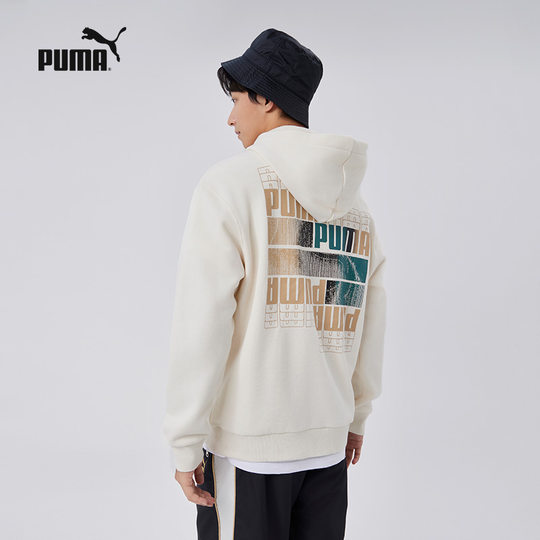 休闲运动卫衣男女加绒刺绣连帽套头衫 631729彪马puma官方奥莱