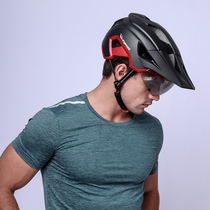 Riding helmet with goggles with large hat peak with USB charging tail light safety helmet bike helmet riding gear