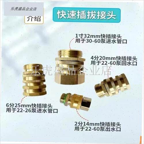 柱塞泵农用打药机高压出水管铜接头E快速接头螺纹插口三通配件插. - 图1