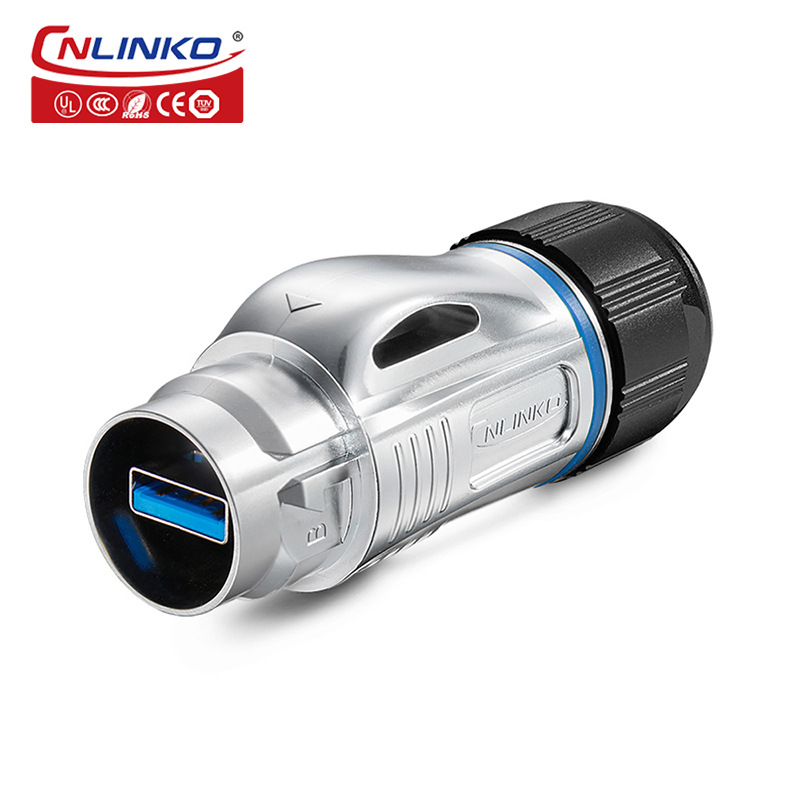 凌科BD24防水UB3.0连接器IP67户外防水UB2.0双母口接头航空插头 - 图0