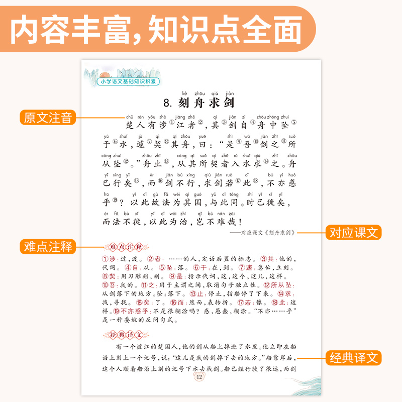 新编小学生必背小古文100篇人教版小学一二三年级四五到六年级小古文100课彩图注音版必背文言文全解必备古诗词75+80首文学常识-图2