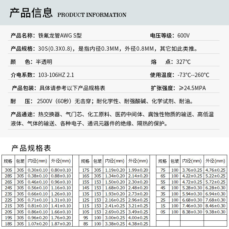 铁氟龙管600V半透明PTFE四氟毛细管壁厚0.3/0.4/05mm-图1