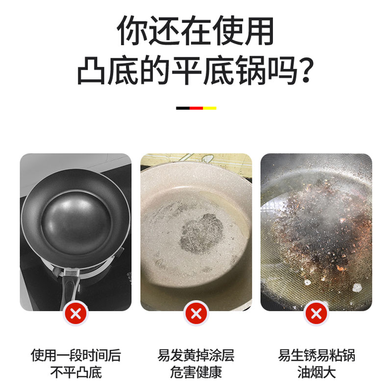 煎锅不粘锅家用不锈钢双面不沾早餐牛排煎蛋煎饼商用小平底深煎锅 - 图0