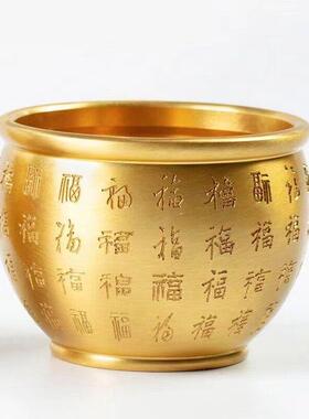 【铜芯铜艺】黄铜米缸百福缸店铺客厅摆件纯铜百福水缸西北角