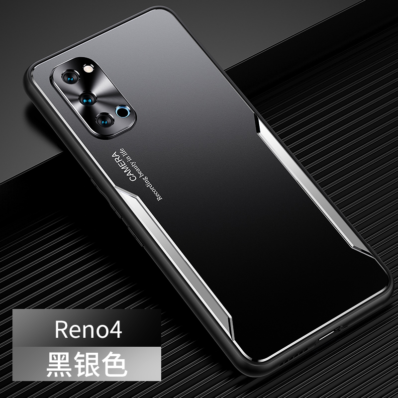 OPPO Reno4手机壳金属男款Reno4SE磨砂壳Reno4Pro外壳rano4保护套镜头圈全包刀锋战士软边硅胶壳防摔超薄新款-图0