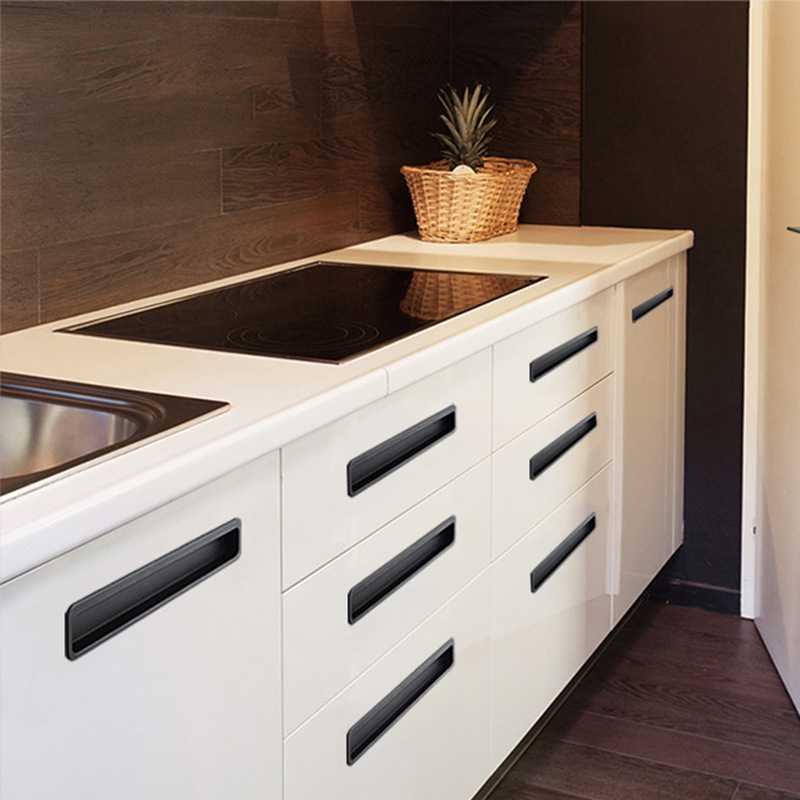 隐形暗扣拉手简约内嵌式衣柜抽屉推拉移门隐藏加长门把手工厂 - 图1