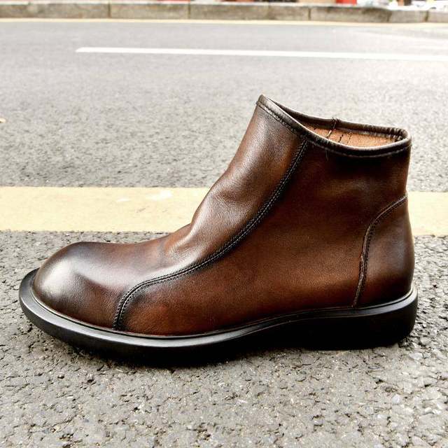 Korean counter European station genuine leather fashionable men's boots autumn and winter Korean version new Martin boots retro British style short boots