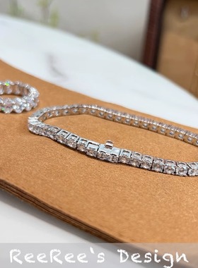 925纯银满钻手链镀白金气质百搭