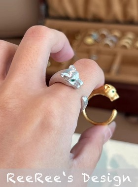 925纯银高定动物系拉丝金钱豹