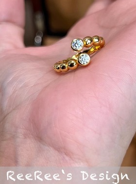 925纯银镀金气泡设计戒指时尚