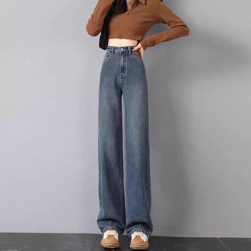 【牛仔系列】韩系时尚牛仔背小众显瘦半身裙高腰牛仔裤阔腿裤L-1