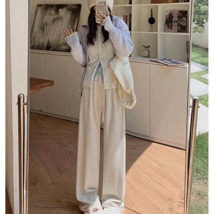 糯米裤女秋冬慵懒感软糯百搭高腰垂感阔腿裤显瘦xc