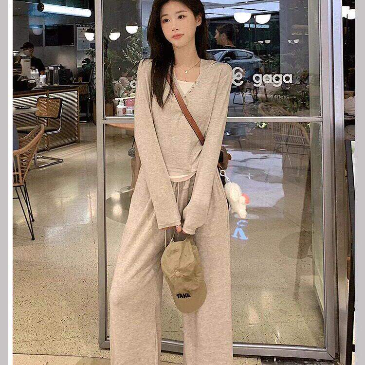 2026春款套装两件套长袖女运动休闲通勤慵懒时尚百搭短袖套装LL