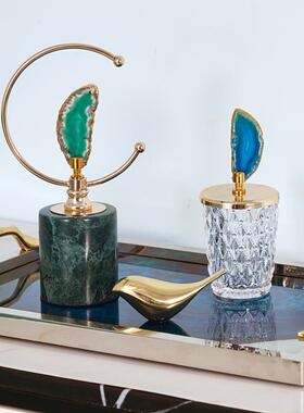 轻奢摆件现代北欧家居客厅简约品大理石装饰酒柜样板几何软装饰品