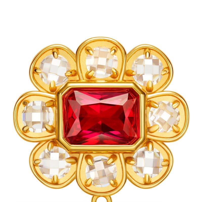 吾往心焰耳环原创耳夹深圳博物馆联名文创科威特繁