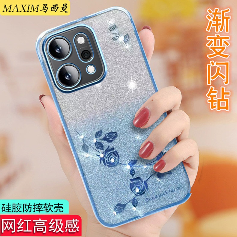 适用oppoReno14壳女款防摔PLAKZ110的硅胶套新款0pp0reno14pro透明高级感档全包pr0保护套软外壳奢华闪钻创意 - 图3