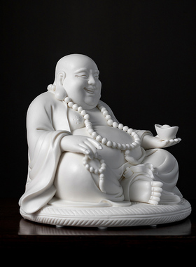 陶瓷摆件坐蒲团元宝弥勒佛像