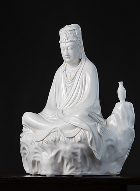 陶瓷摆件净瓶禅思观音坐像