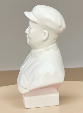 手工唐山陶瓷毛主席半身像摆件