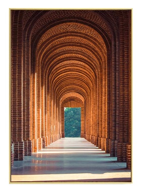 现代简约轻奢装饰画复古建筑艺术教堂罗马柱宫殿餐厅餐厅玄关挂画