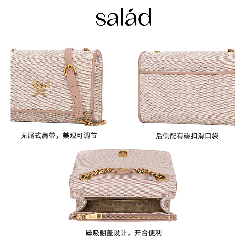 【官方正品】Salad小方包时尚百搭女士信封包链条斜挎包香港帆布-图2