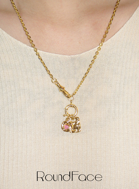 RoundFace炼金术系列情书项链爱心粉色金属项链法式复古送礼高级