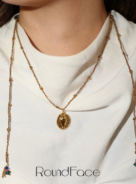 RoundFace圣杯系列⾦⾊⽴体吊坠项链⼿⼯礼物