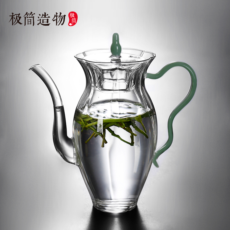 水仙壶玻璃茶壶复古绿茶专用冷泡壶家用手执壶功夫茶具手工小茶壶