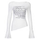Wish American personality hot girl style retro English letter printed T-shirt design bell sleeve casual top